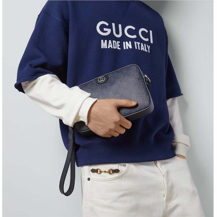 Gucci Unisex Ophidia GG Shoulder Bag Blue Black GG Supreme Canvas Double G