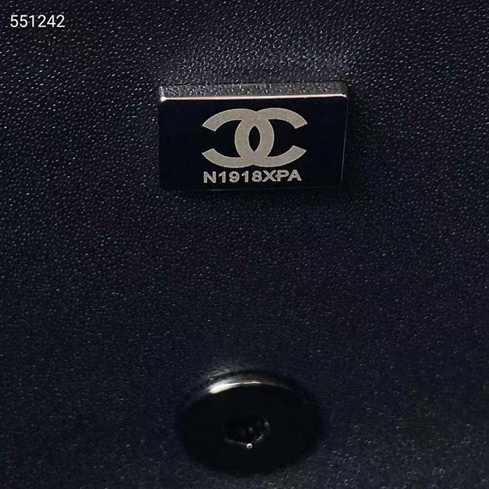 Chanel Women CC Small Flap Bag Sequins Ruthenium-Finish Metal Black White Blue