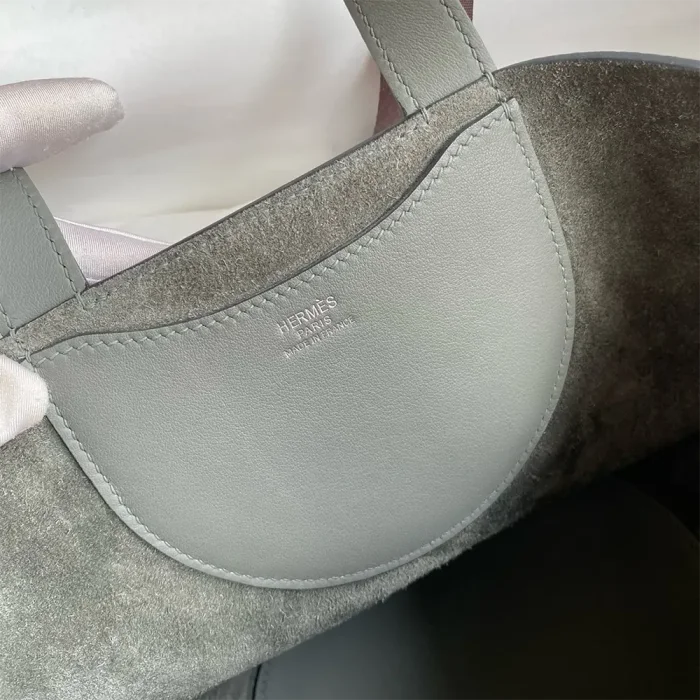 Hermes Women In the Loop 18 Handbag Clemence Leather-Gray/Silver