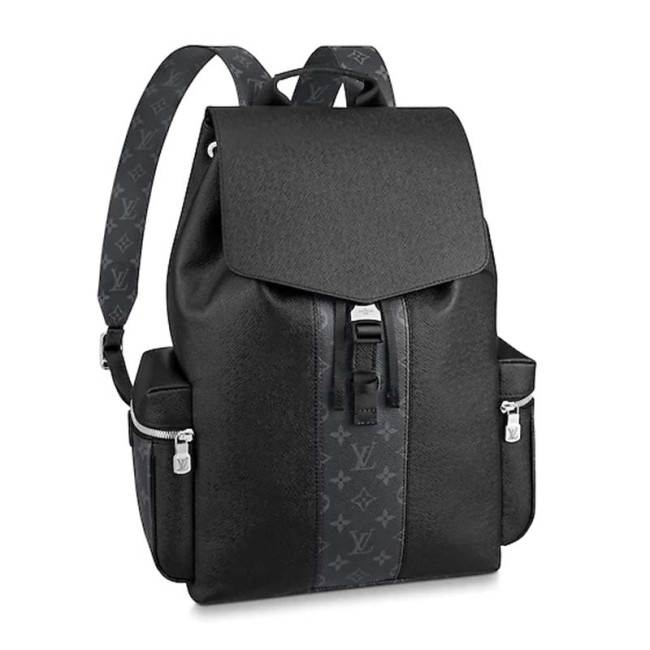 Louis Vuitton LV Unisex Outdoor Backpack Taiga Cowhide Leather-Black