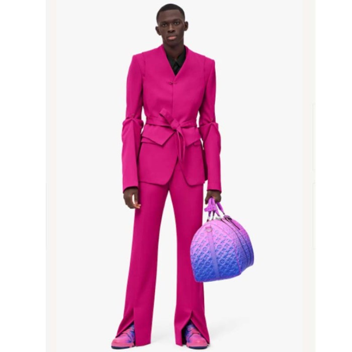 Louis Vuitton LV Unisex Keepall 50B Blue Pink Taurillon Cowhide Leather