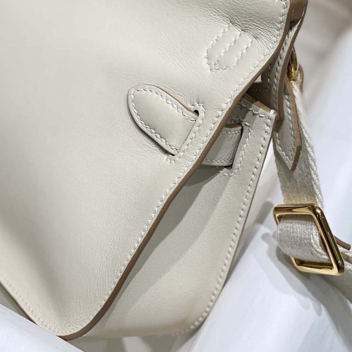 Hermes Women Jyspiere in Evercolor Leather-White/Gold