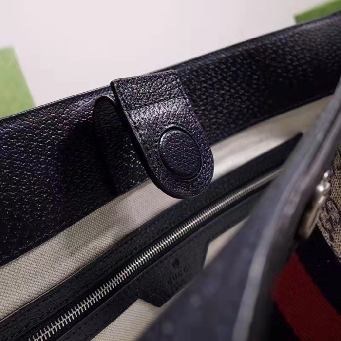 Gucci Unisex Ophidia Medium GG Tote Beige Blue GG Supreme Canvas