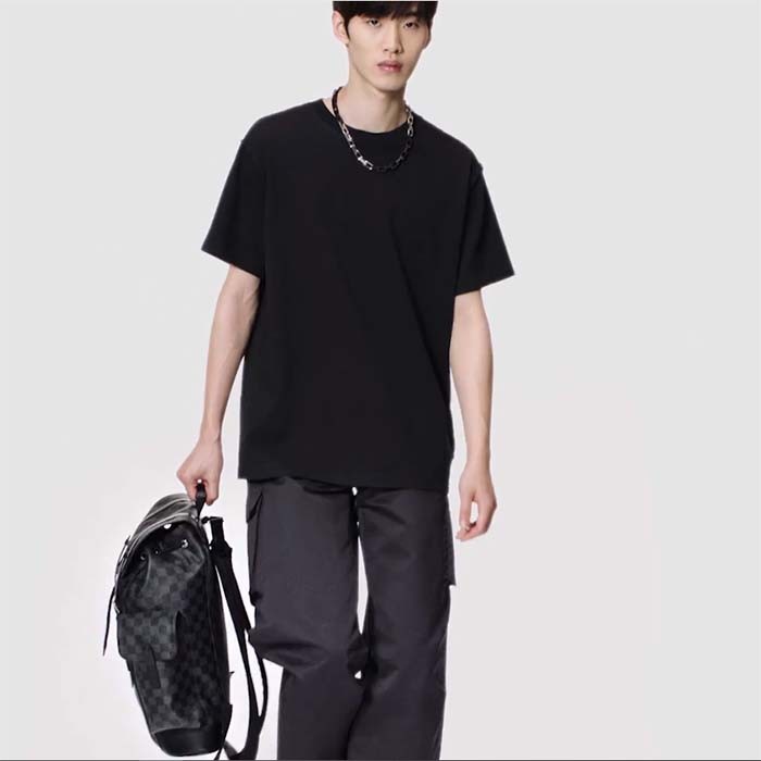 Louis Vuitton LV Unisex Christopher PM Damier Graphite Canvas Grey Body Flap Opening