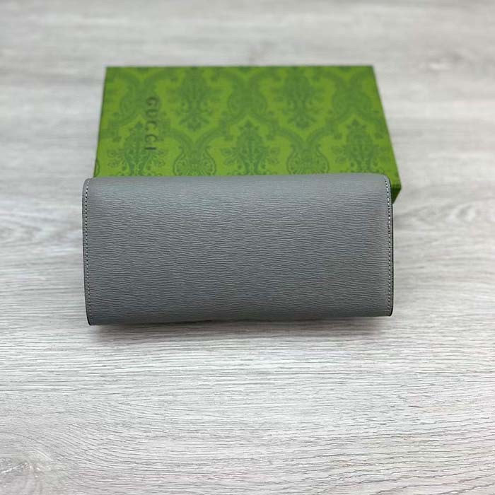 Gucci Unisex GG Continental Wallet Light Grey Leather Taffeta Lining