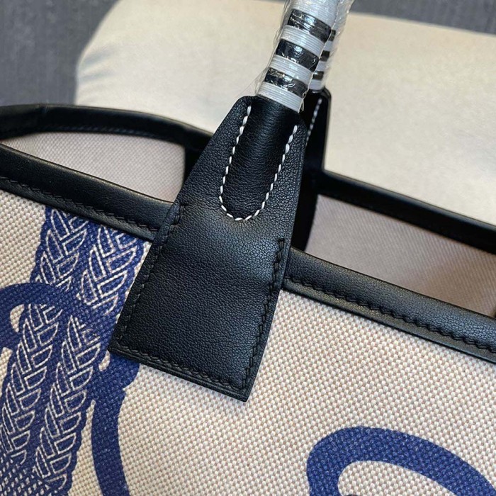 Hermes Unisex Steeple 25 Ecru Tote Bag-Blue H084312CKAB