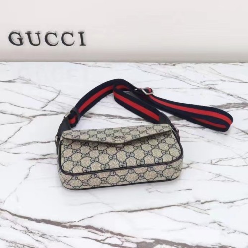 Gucci Unisex Ophidia Mini Bag Beige Blue GG Supreme Canvas Double G