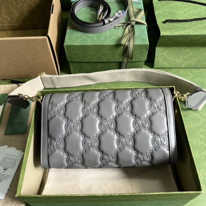 Gucci Women GG Matelassé Small Bag Light Grey Double G