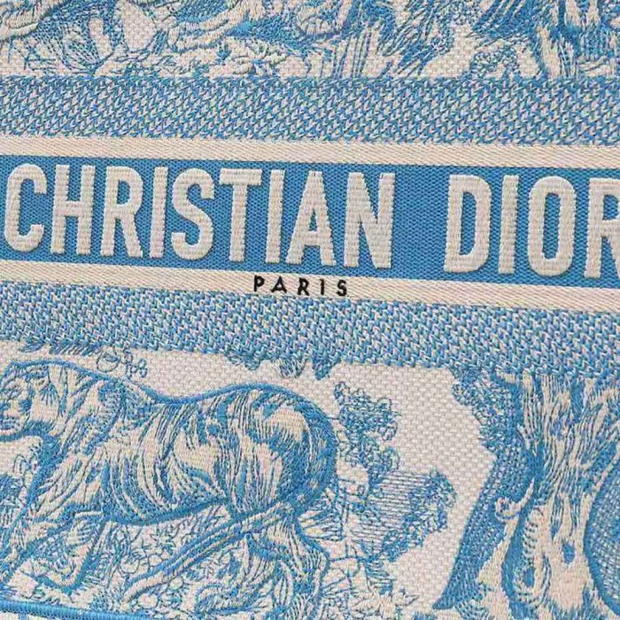 Dior Women Small Dior Book Tote Cornflower Blue Toile De Jouy Embroidery