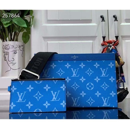 Louis Vuitton LV Unisex Gaston Wearable Wallet Blue Monogram Coated Canvas M83099