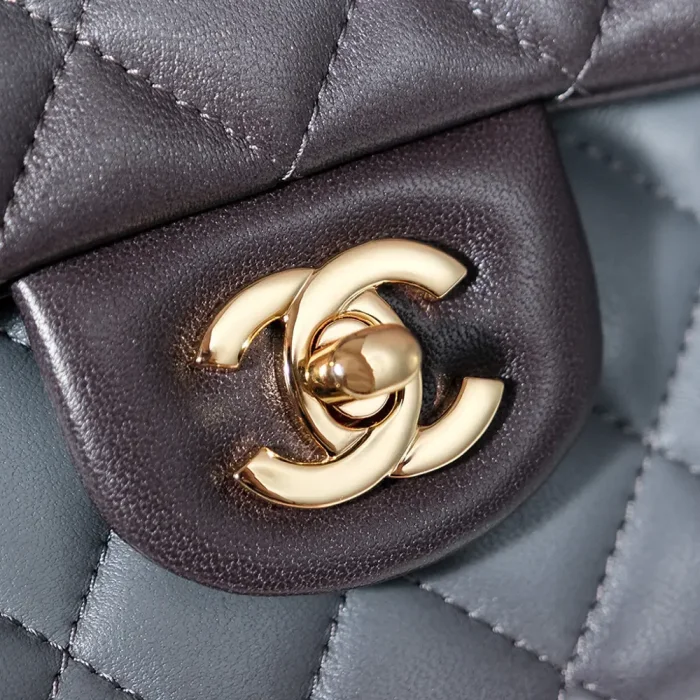 Chanel Women Classic 11.12 Handbag in Lambskin Leather-Grey