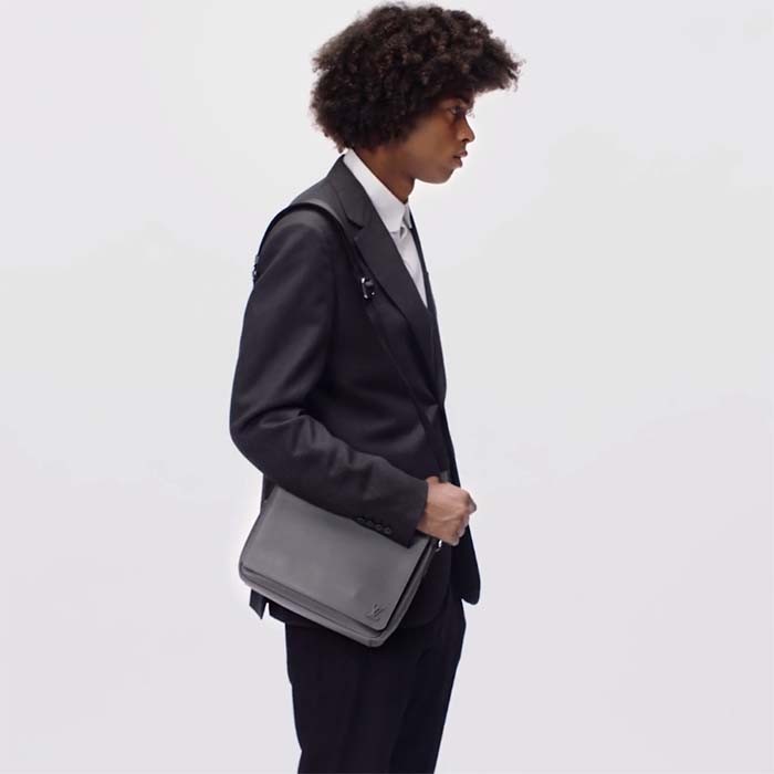 Louis Vuitton LV Unisex District PM Bag Grey Taiga Cowhide Leather M30851