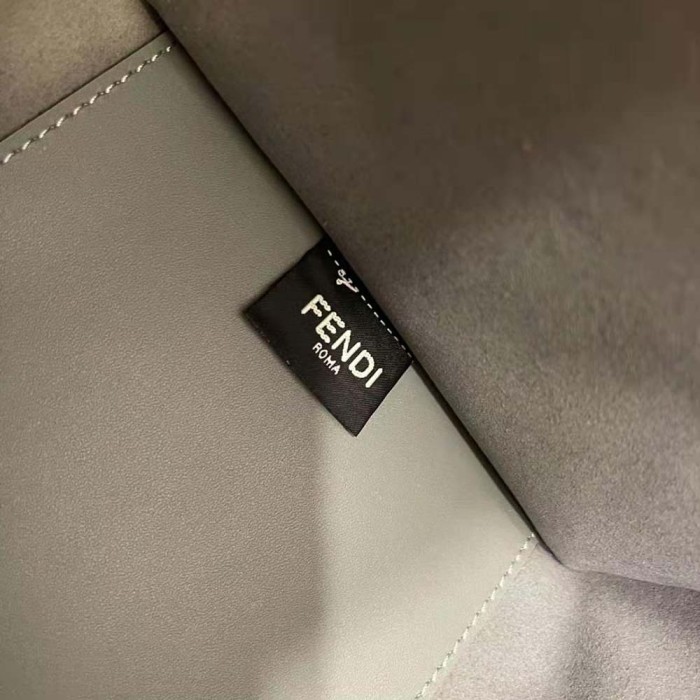 Fendi Women Sunshine Medium Leather Shopper-Grey