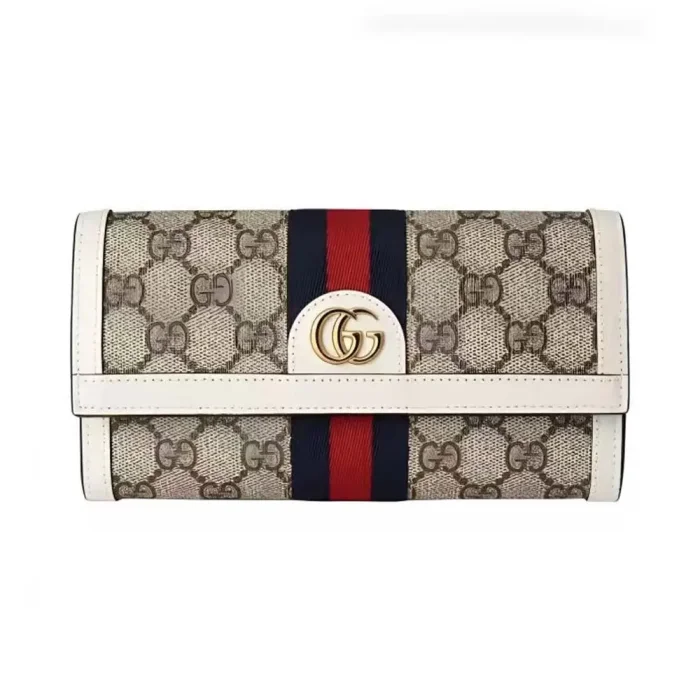 Gucci GG Unisex Ophidia Continental Wallet in GG Supreme Canvas-White