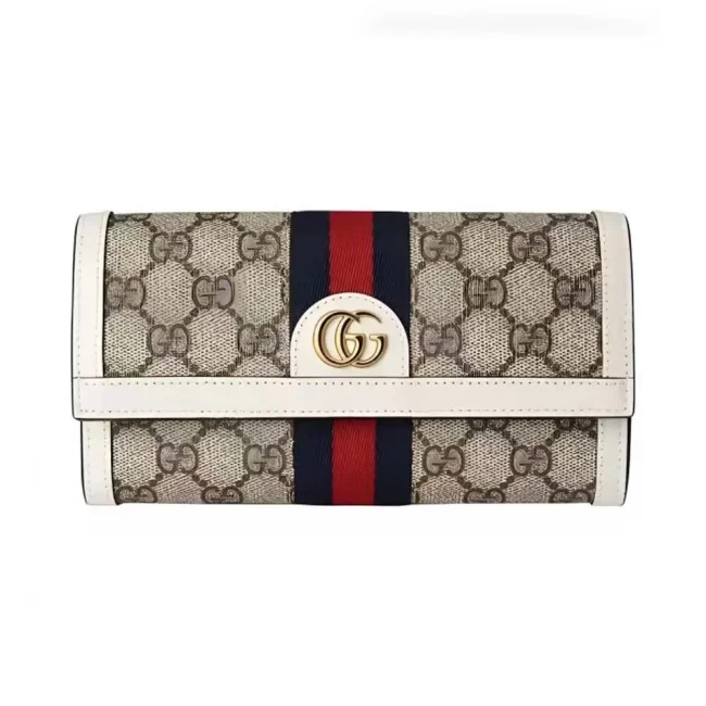 Gucci GG Unisex Ophidia Continental Wallet in GG Supreme Canvas-White