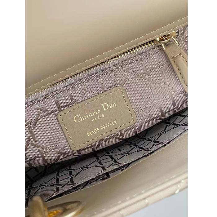 Dior Women CD Small Lady Dior My ABCDior Bag Sand-Colored Cannage Lambskin