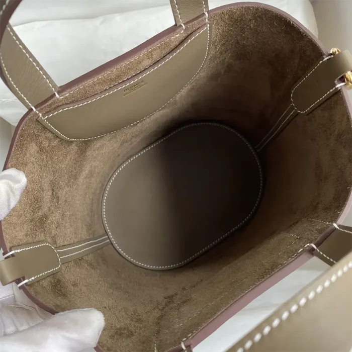 Hermes Women In the Loop 18 Handbag Clemence Leather-Grey/Gold