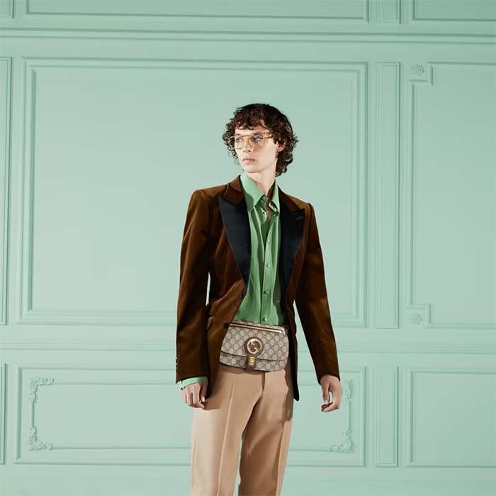 Gucci Unisex Blondie Belt Bag Beige Ebony GG Supreme Canvas Interlocking G