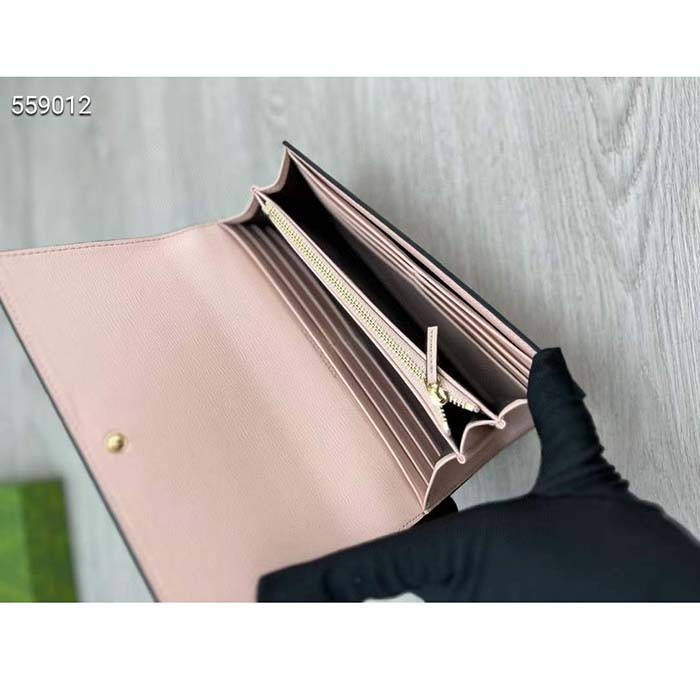 Gucci Unisex GG Continental Wallet Gucci Script Beige Leather Taffeta