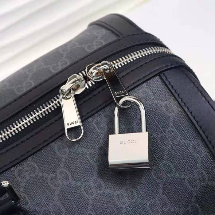 Gucci GG Men GG Black Carry-On Duffle in Black/Grey Soft GG Supreme