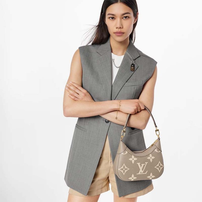 Louis Vuitton LV Women Bagatelle Mini Hobo Handbag Monogram Empreinte Embossed Grained Cowhide