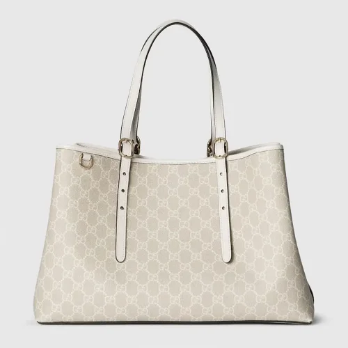 Gucci Women GG Emblem Medium Tote Bag-White 815213FAD6L9641