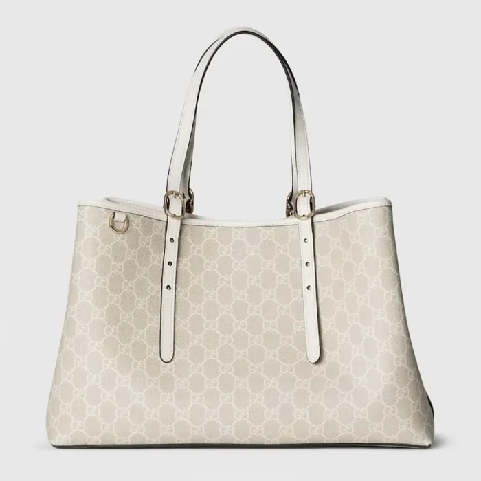 Gucci Women GG Emblem Medium Tote Bag-White 815213FAD6L9641