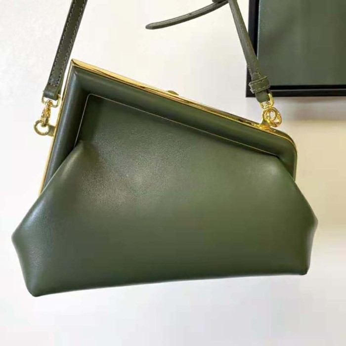Fendi Women First Small Dark Green Leather Bag