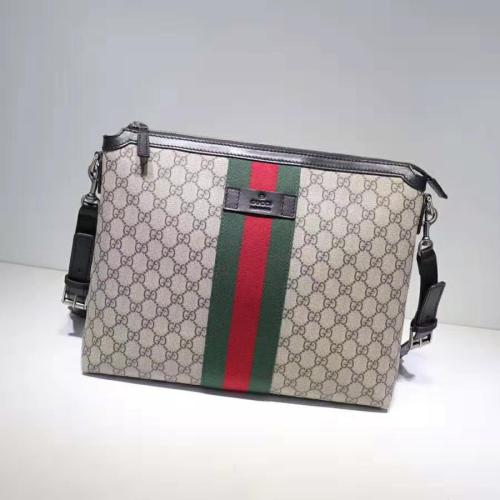 Gucci GG Men GG Supreme Medium Messenger Bag-Brown