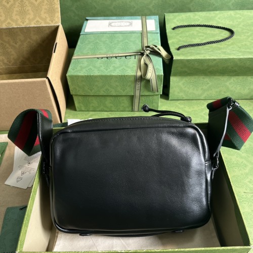 Gucci GG Unisex Shoulder Bag Tonal Double G Black Leather