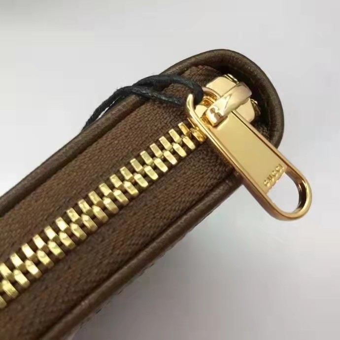 Gucci Unisex 1955 Horsebit Card Case Wallet Beige Ebony GG Supreme Canvas