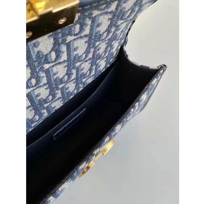 Dior Women CD 30 Montaigne East-West Bag Chain Blue Oblique Jacquard