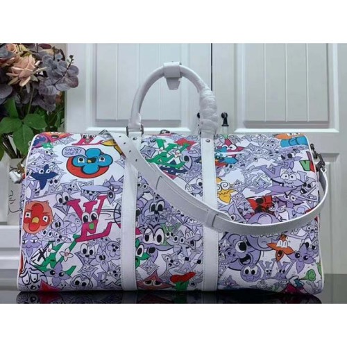 Louis Vuitton LV Unisex Keepall Bandoulière 50 Multicolor Monogram Coated Canvas Cowhide Leather