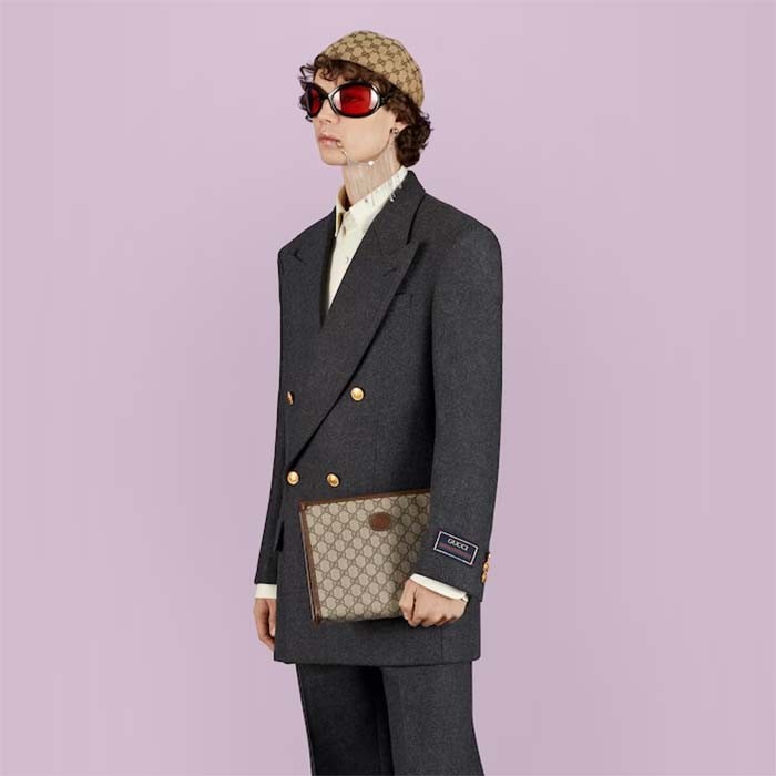 Gucci Unisex Beauty Case Interlocking G Beige Ebony GG Supreme Canvas