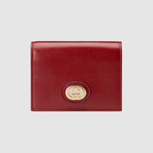 Gucci GG Unisex Leather Card Case Wallet in Textured Leather