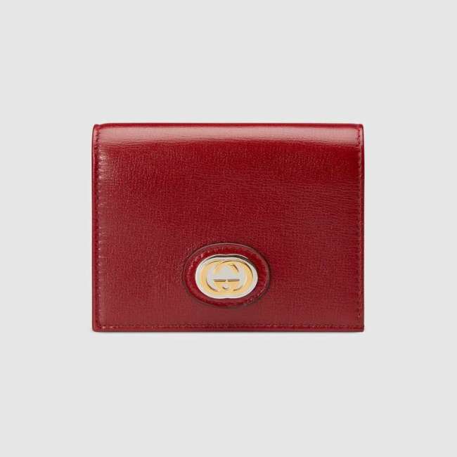 Gucci GG Unisex Leather Card Case Wallet in Textured Leather