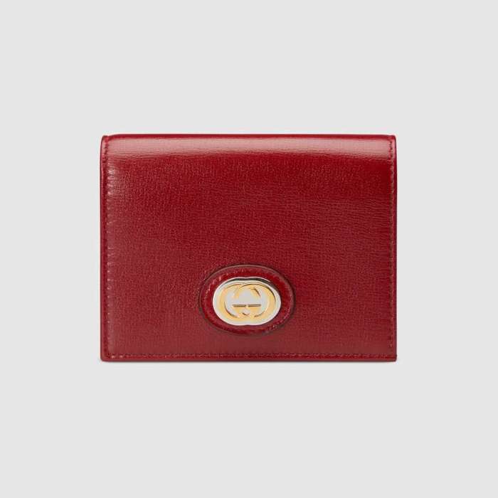 Gucci GG Unisex Leather Card Case Wallet in Textured Leather