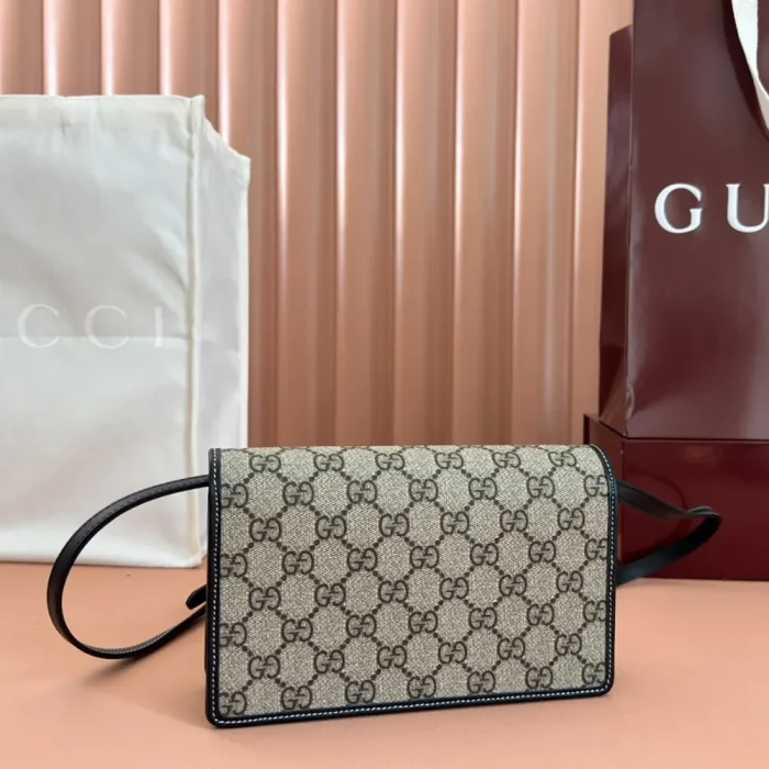 Gucci Women GG Emblem Mini Shoulder Bag-Black 820688FAD6L9741