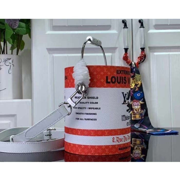 Louis Vuitton LV Unisex Paint Can Orange Coated Canvas Cowhide Leather