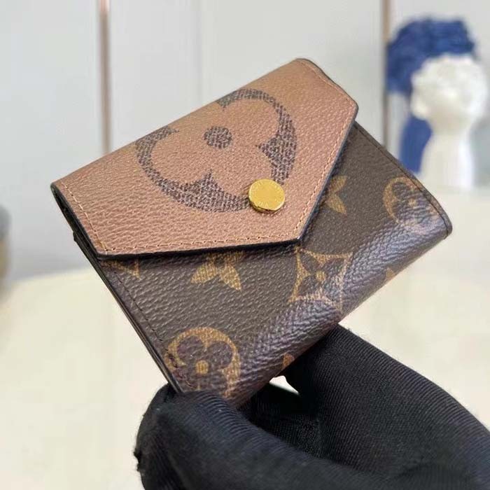 Louis Vuitton LV Unisex Zoe Wallet Monogram Reverse Coated Canvas Cowhide Leather