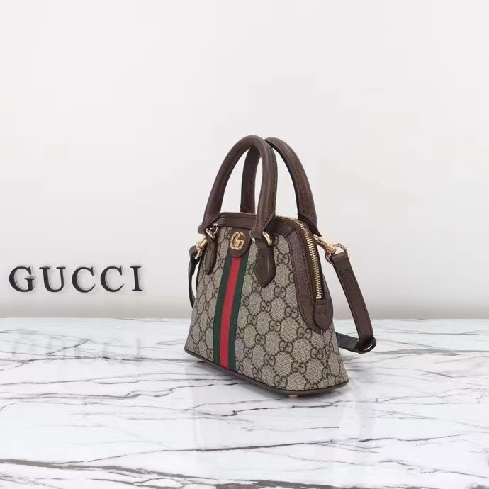 Gucci GG Women Ophidia GG Mini Top Handle Bag Beige Ebony GG Supreme Canvas Double G