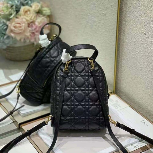 Dior Women Mini Dior Backpack Black Cannage Lambskin