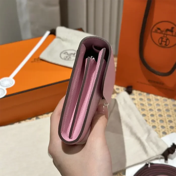 Hermes Women Constance Long To Go in Epsom Leather-Pink/Silver