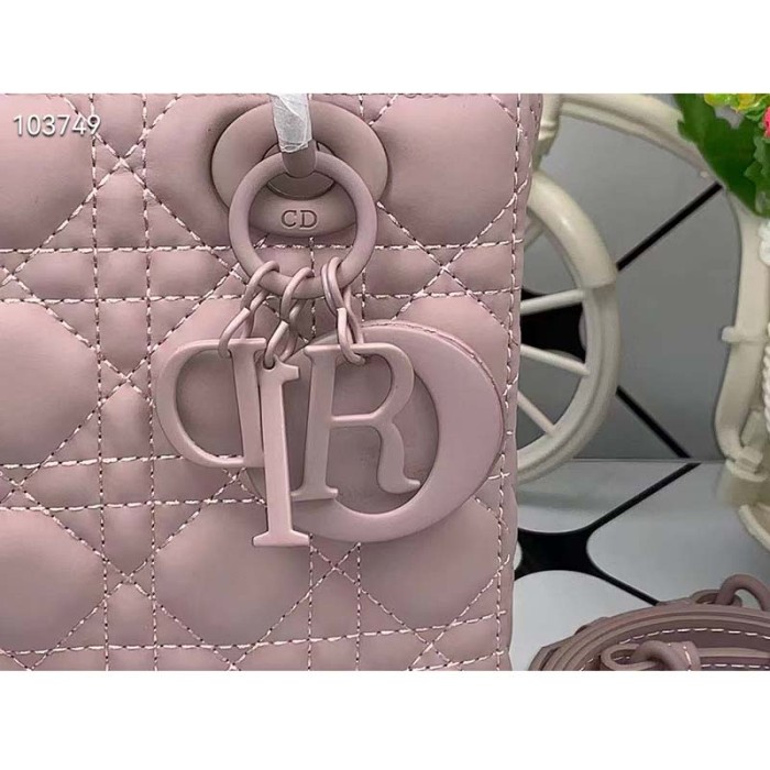 Dior Women Small Lady Dior My Abcdior Bag Powder Pink Cannage Lambskin