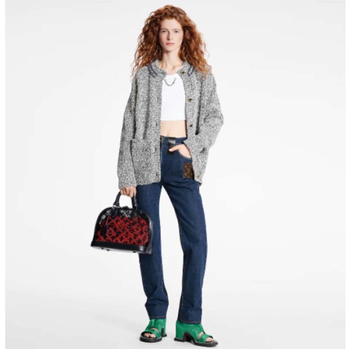 Louis Vuitton LV Women Alma PM Handbag Black Patent Calfskin Cowhide Leather