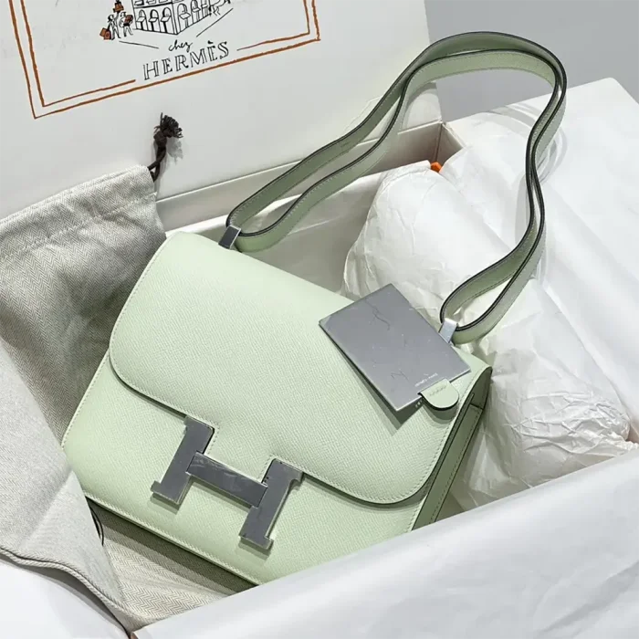 Hermes Women Constance 19 Bag Epsom Leather-Lime/Silver