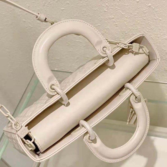 Dior Women Lady D-Joy Bag Latte Cannage Calfskin with Diamond Motif