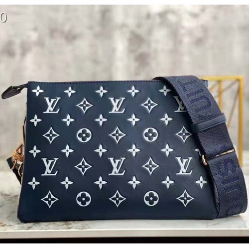 Louis Vuitton LV Unisex Coussin PM Handbag Navy Blue Denim-Printed Lambskin