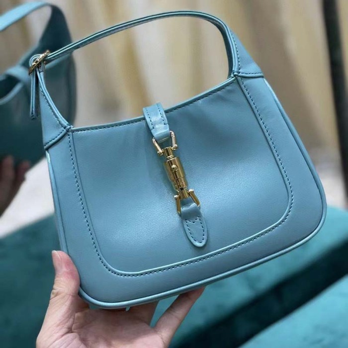 Gucci Women Jackie 1961 Small Shoulder Bag Light Blue Leather