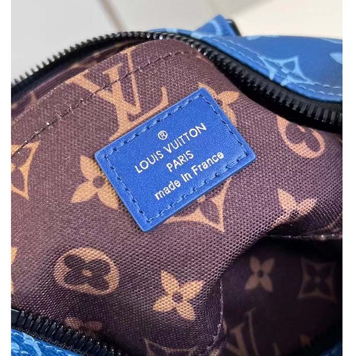 Louis Vuitton LV Unisex Keepall Bandoulière 25 Atlantic Blue Monogram Coated Canvas Cowhide Leather